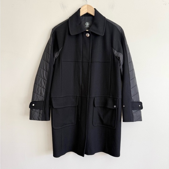 Bogner Florina Wool Coat Jacket Coat size 4 black warm trench lined - Picture 1 of 14